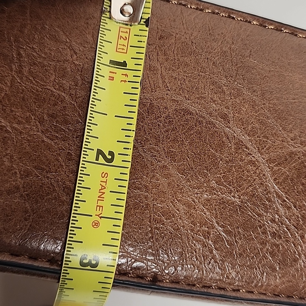 Elegant Brown Embossed Faux Leather Unisex Crossbody SaddleBag - Picture 8 of 9